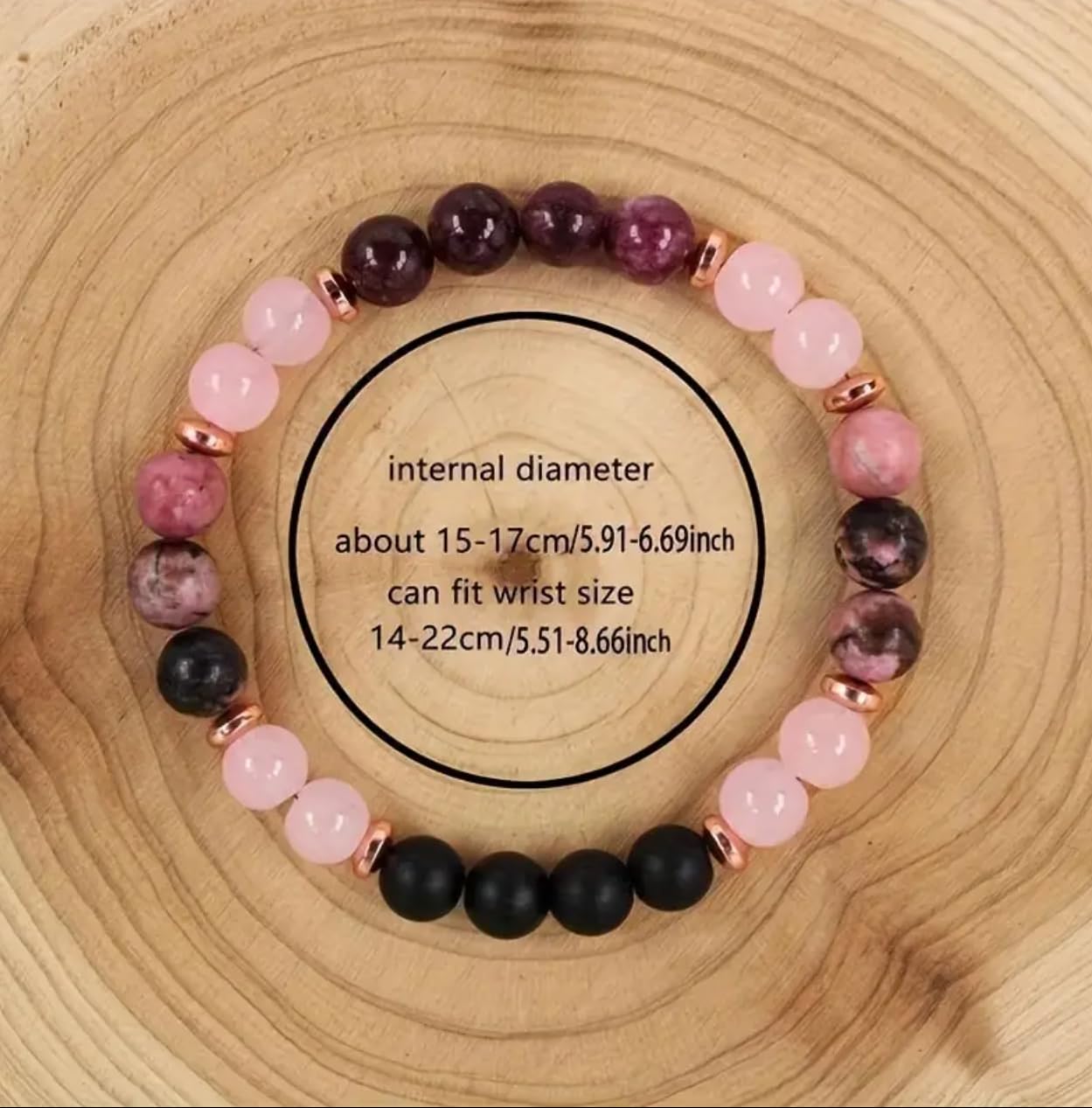 TUQBA Anxiety Relief Beaded Crystal Bracelet for Women Natural Gemstone Beaded Jewelry, Mothers Days Gifts, Christmas, Birthday gift, Onyx, Rose Quartz, Carnelian & Rhodonite