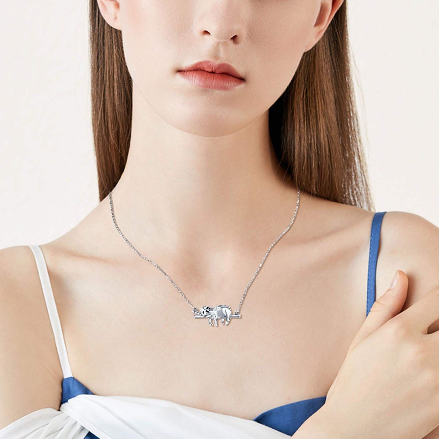 JUSTKIDSTOY Sloth Necklace Gifts Sterling Silver Cute Origami Animal Pendant Necklace Sloth Jewelry for Women Birthday Graduation
