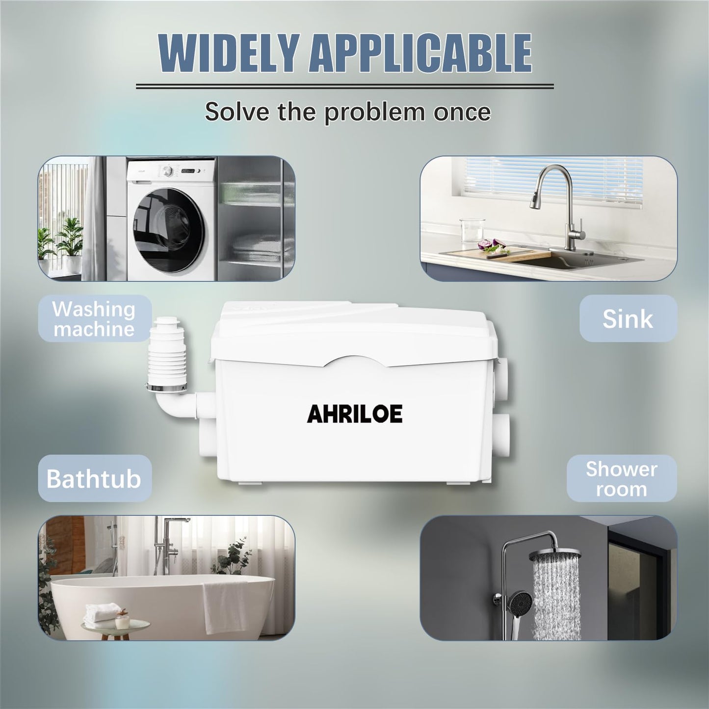 450W Sink Pump, Macerator Pump with 3 Inlets/1 Outlets, Sewage Pumps for Sink, Laundry, Basement (Not for Toilet)