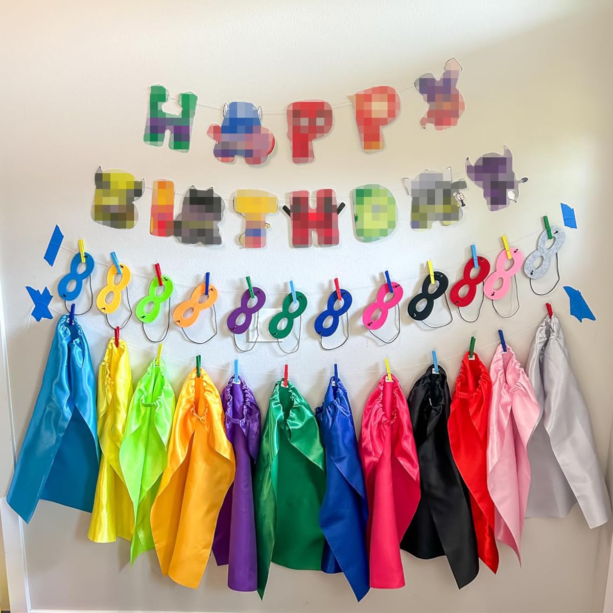 ADJOY Kids Superhero Capes and Masks with Large Superhero Stickers - Super Hero Costume for Parties - 10 Sets (20PCS)