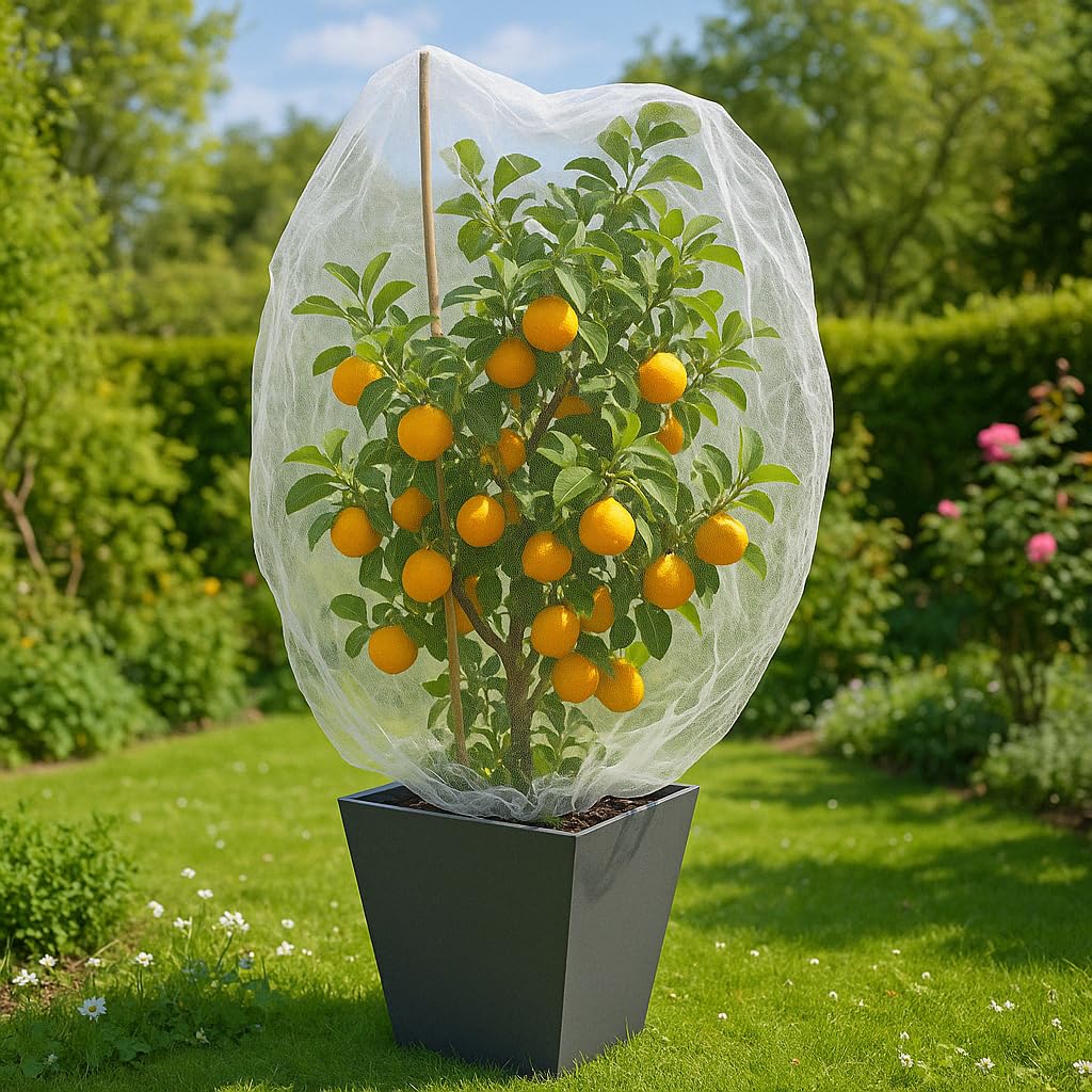 Fruit Tree Protection Bags 4x4.5 FT in 4 Pack | Multiple Size Garden Netting for Fruit & Vegetable Protection | White Plant Net Cover for Blueberry & Tomato | Bird & Insect Mesh Fabric Protector