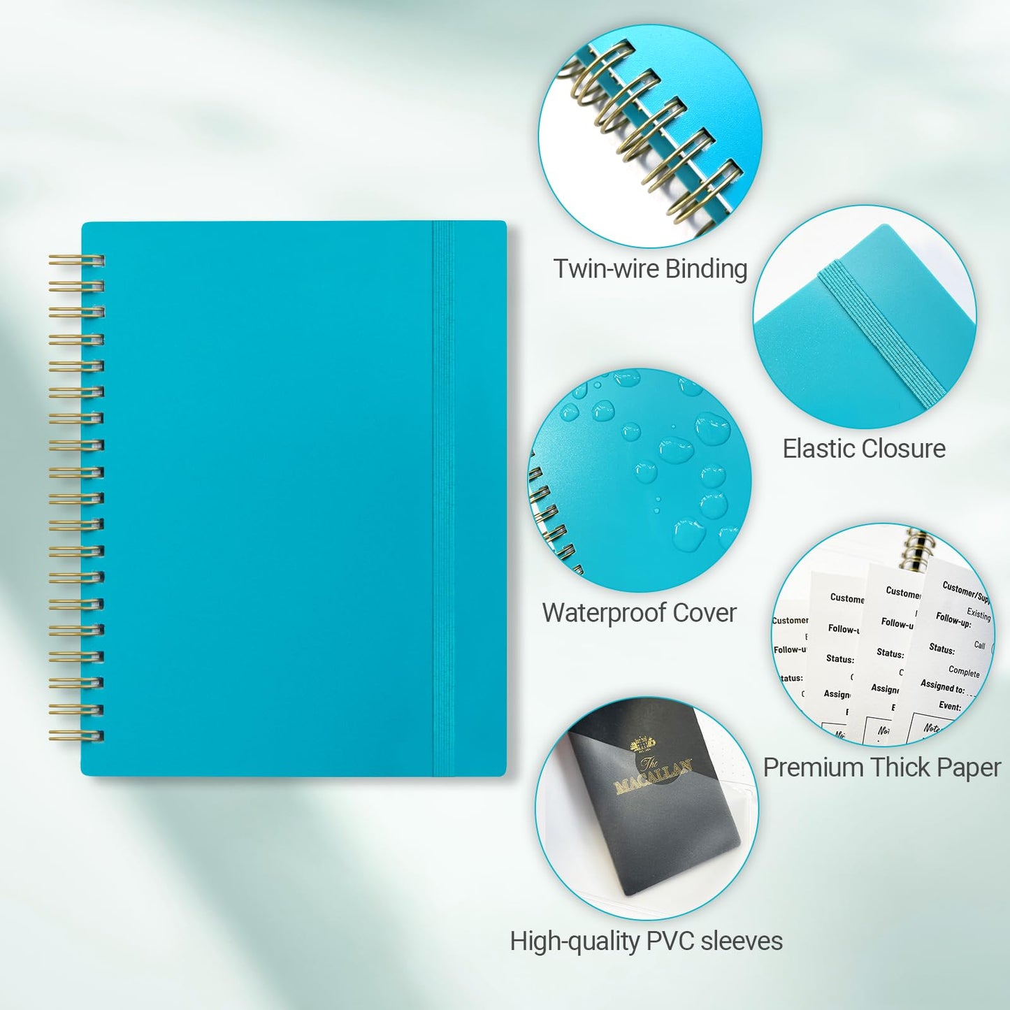 Onesky Business Card Organizer Book & Holder-Credit Card Organizer-Customer Info Tracking and Card Storage-Organizes Business, Credit, Shopping, Reward Cards; Capacity: 64 Cards (Lake green)