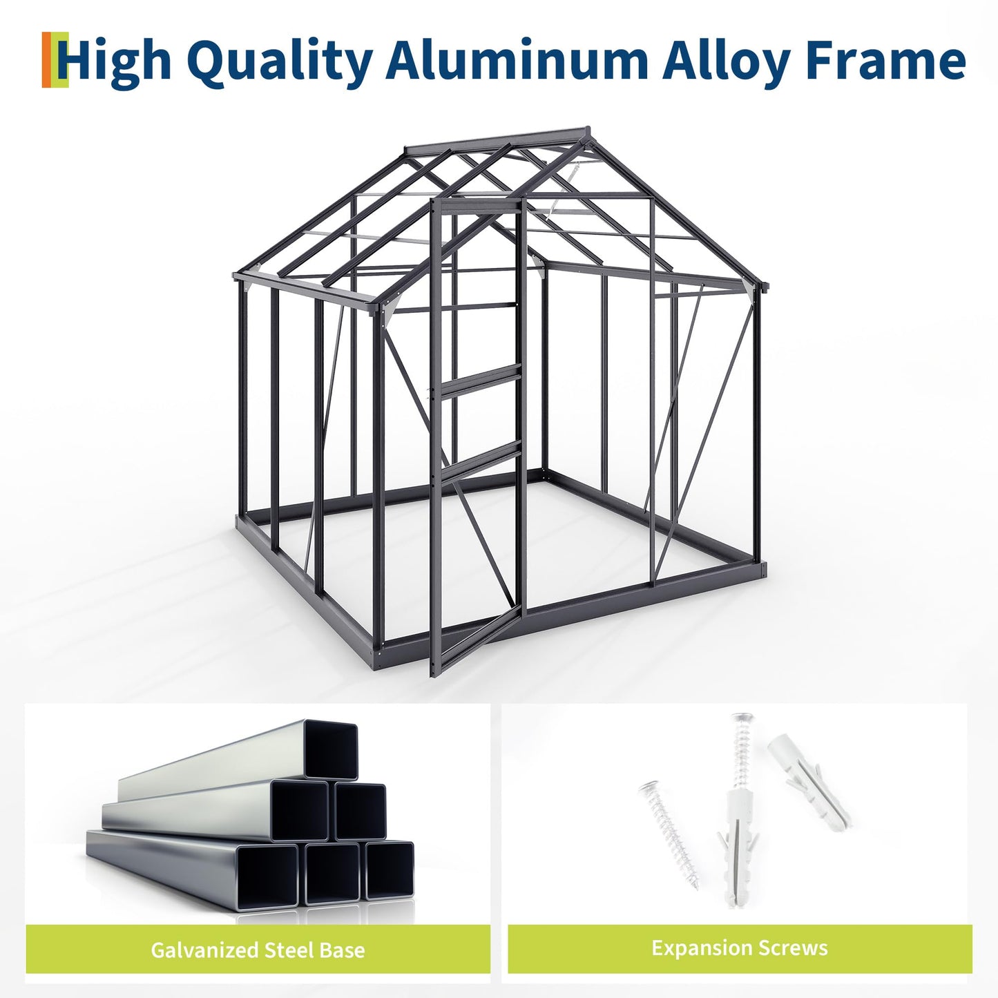 6×6FT Polycarbonate Greenhouse for Outdoors, Large Walk in Green House Kit and Winter Garden Planting, Enhanced Aluminum Green Houses for Outside to Protect Vegetables or Plants