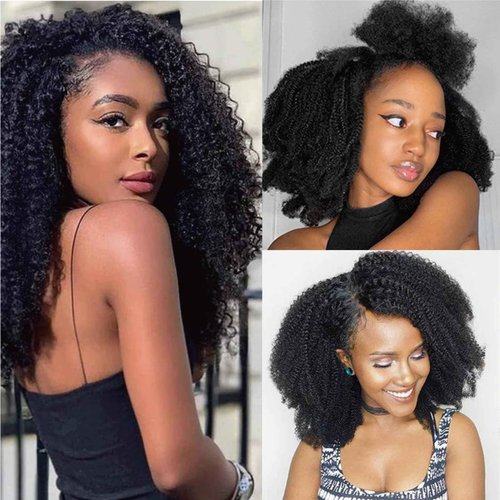 Yacurcur Afro Kinky Curly Clip in Hair Extensions Human Hair 4C Hair Clip in Extensions 8pcs 120g/set 10A Brazilian Virgin Natural Hair Clip Ins for Black Women Natural Black Color 24 Inch