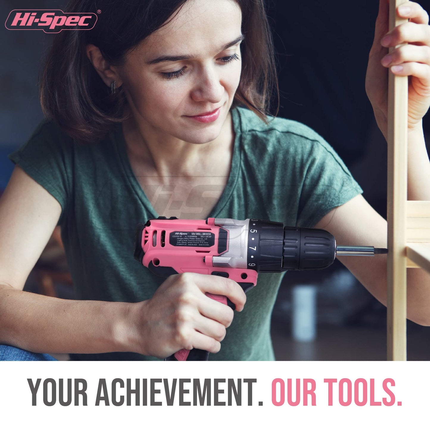 Hi-Spec Pink Cordless Drill Set, 18V Electric Drill with Battery And Charger,Includes Driver/Drill Bit Set for Wood, Steel and Concrete.In a Carrying Case for Home Repair, 58-Piece