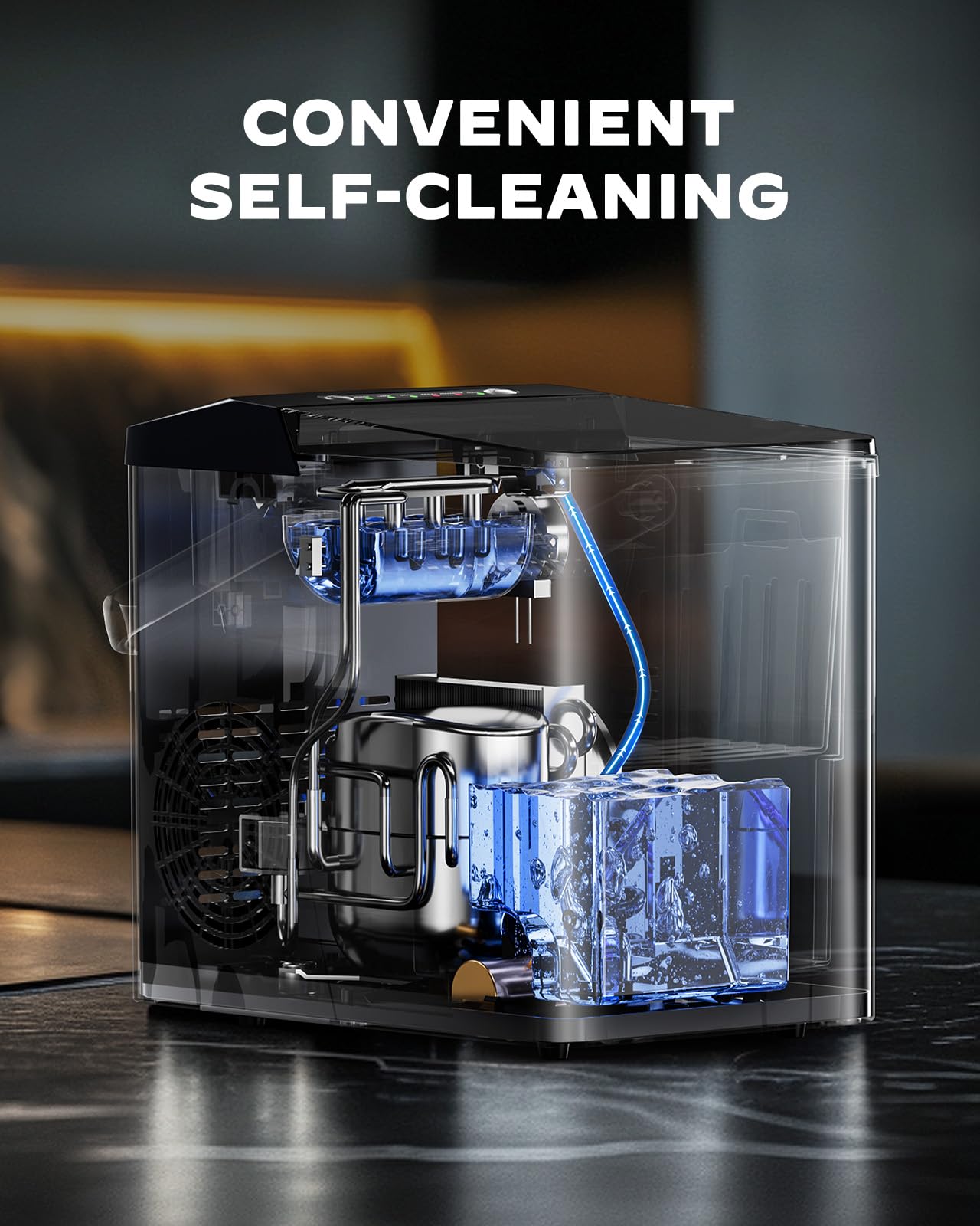 Silonn Portable Ice Maker, Ice Maker Countertop with Carry Handle, Self-Cleaning 1.8L Water Tank Large Ice Basket, Ice Machine Produces 9 Cubes in 6 Min Perfect for Home Kitchen and RV