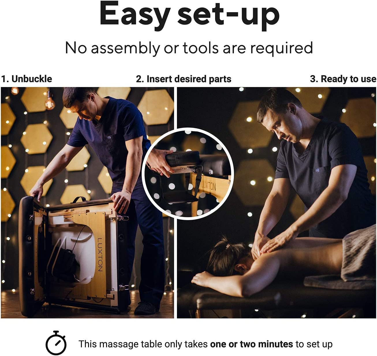 Luxton Home Premium Foam Massage Table Portable Foldable Massage Bed Height Adjustable, 72 Inches Long 27 Inches Wide Home Salon Spa Bed Tattoo Table with Accessories & Carrying Case, Easy Set Up