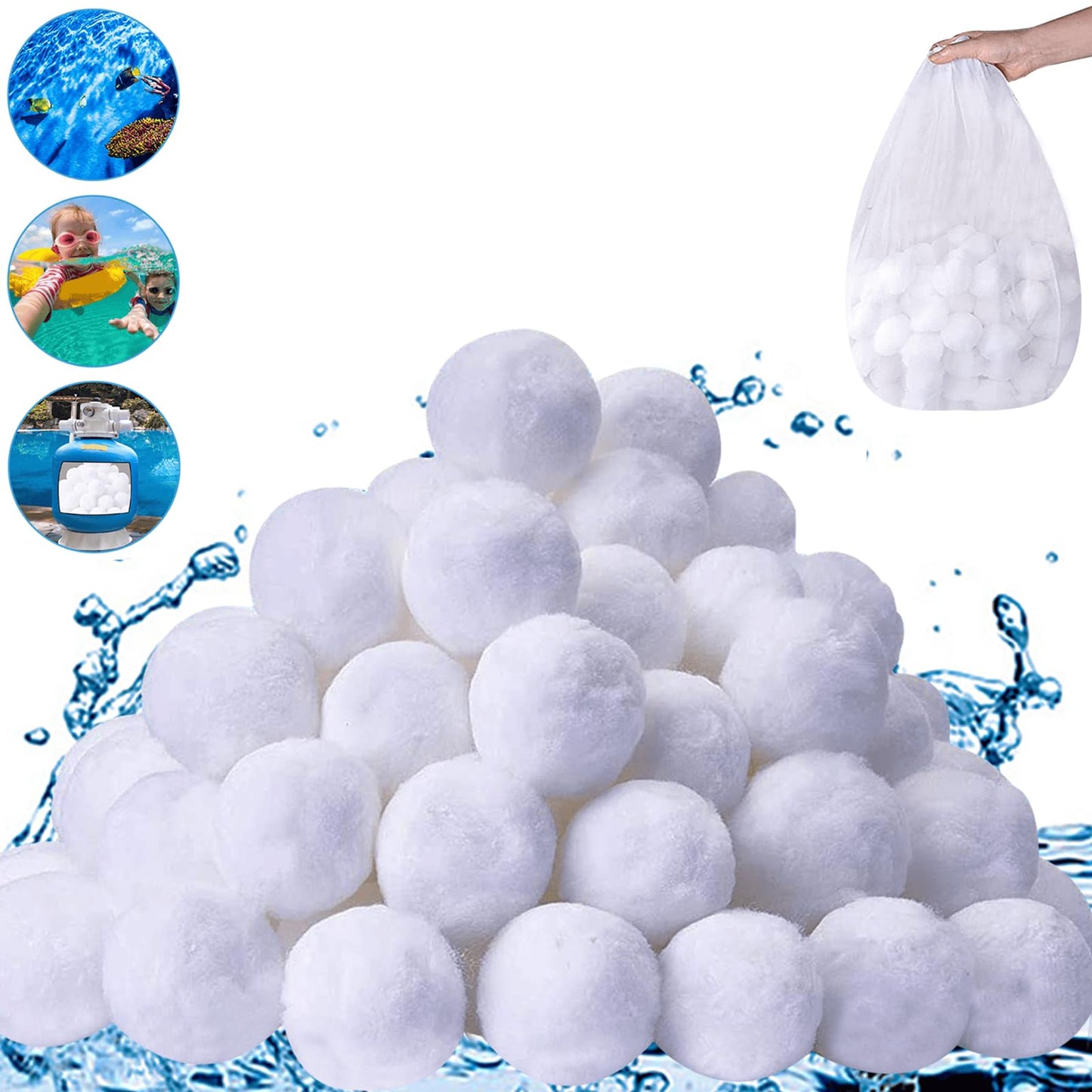 SETHVILL 4.6 lbs Pool Filter Balls for Sand Filter, Eco-Friendly Reusable Pool Fiber Filter Balls Replace Pool Filter Sand, Pool Filter Media Balls for Swimming Pool (Equals 150 lbs Pool Filter Sand)