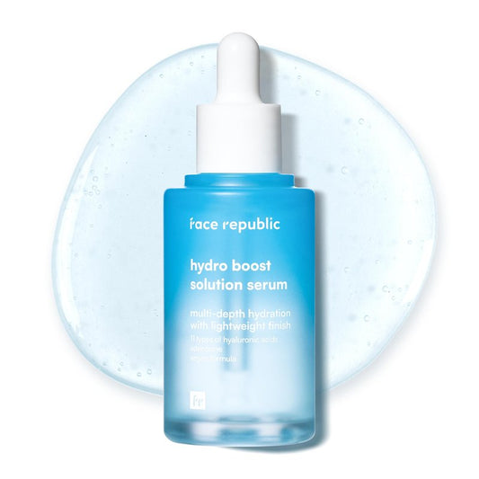 Face Republic Hydro Boost Solution Serum 45ml 1.52 fl oz | Hyaluronic acids, Adenosine | Hydrating, Refining | Anti-wrinkle | No Artificial Color | For Dry, Sensitive Skin | Vegan Korean Skin Care