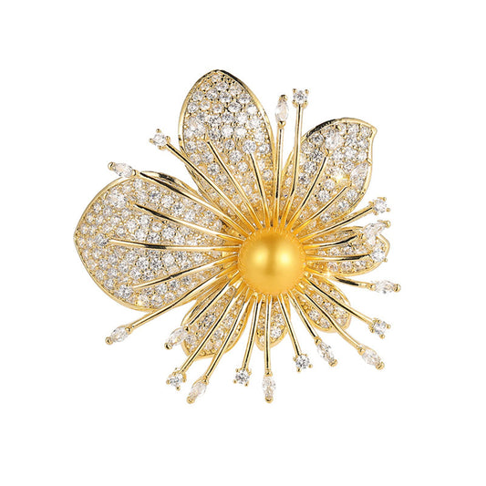 AILONMEI Elegant Pearl Flower Designer Brooch Pins Broches Costume Jewelry For Women Fashion Christmas Gift (Flower)