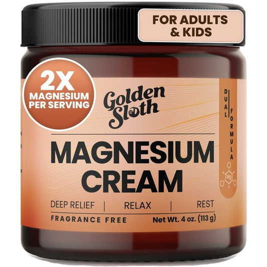 Golden Sloth Magnesium Cream - Unscented Topical Lotion - Highly Concentrated with 2 Types of Magnesium, All-Natural, Fast-Absorbing