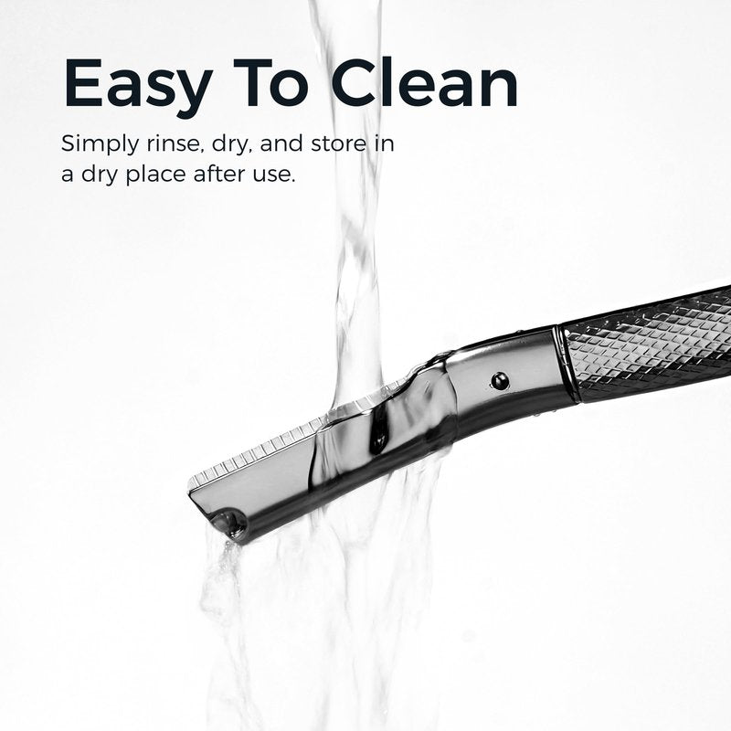ZOMCHI Eyebrow Razor, Face Razors for Women & Men, Eyebrow Trimmer Shaper with Precision Cover, Facial Shaver with 6 Blades, Black, Metal with Silicone Protective Cover