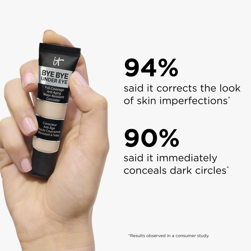IT Cosmetics Bye Bye Under Eye Concealer (Deep Tan) - Waterproof, Full Coverage Brightening Concealer For Dark Circles, Fine Lines, Redness & Discoloration, Anti-Aging, 24H Wear - 0.4 fl oz