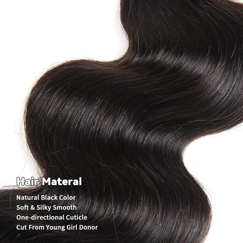 15A Raw Human Hair Bundles Body Wave Human Hair,Triple Lifespan Indian Virgin Hair,No Tangle Shedding,Multiple Washes Keep Texture Silky Soft (1 Bundle Natural Color, 16 Inch)