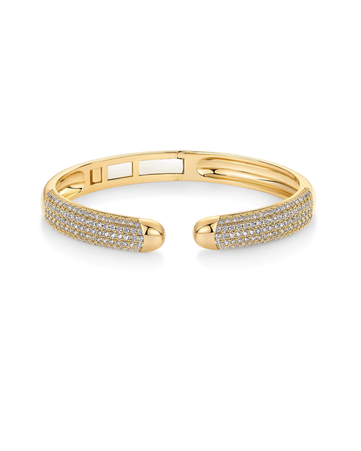 PAVOI 14k Yellow Gold Plated Cuff Bracelets | CZ Cuff Gold Bracelets for Women with Premium Pave Setting | Waterproof Hypoallergenic Jewelry | Trendy Elegant Style | 7-Inch Bangle Design