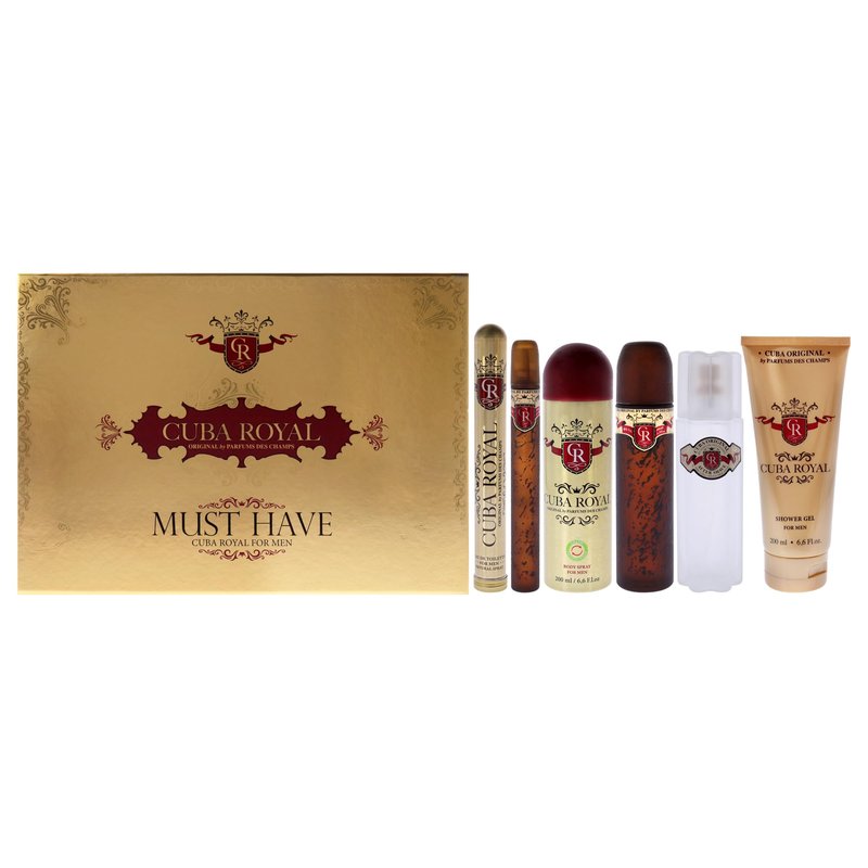 Cuba Royal for Men Gift Set (Eau de Toilette Spray 3.4 ounce, Eau de Toilette Spray 1.17 ounce, Shower Gel, After Shave, Body Spray)