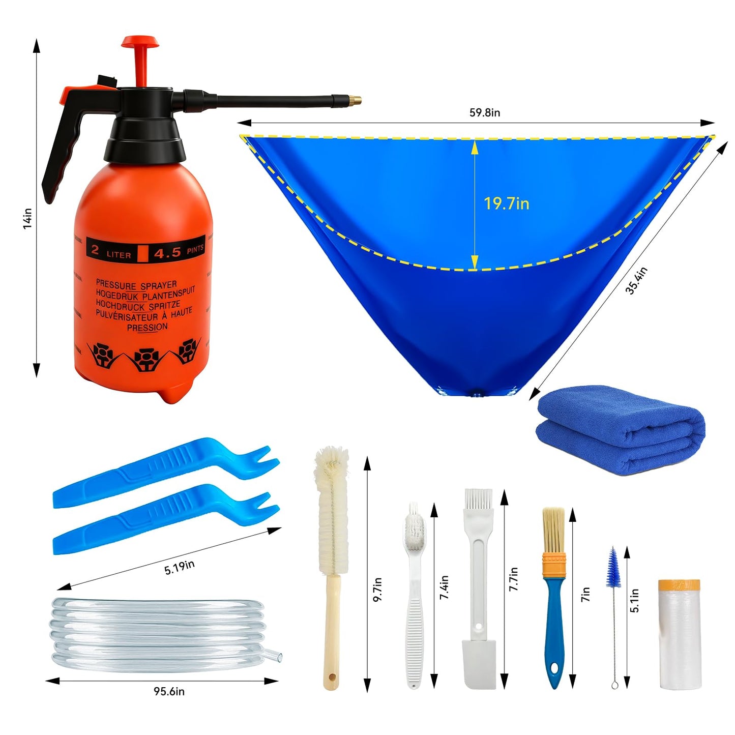 13psc Large Mini Split Cleaning Kit Bag for Home Air Conditioner - Includes Waterproof Cleaning Bag, Vent Brush & Tools for Wall Mounted/Ductless AC Units | Fits Small to Large Split Systems.