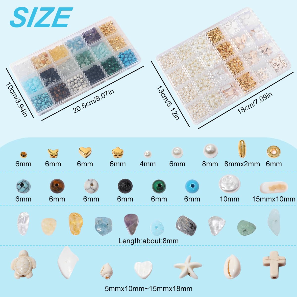 2100Pcs Jewelry Making Kit for Adults Women with Pearl Bead Crystal Beads Shell & Turquoise, 20 Colors Beads with Gold Bead Beading Kit for Bracelets, Necklace, Ring DIY Crafts Jewelry Making Kit