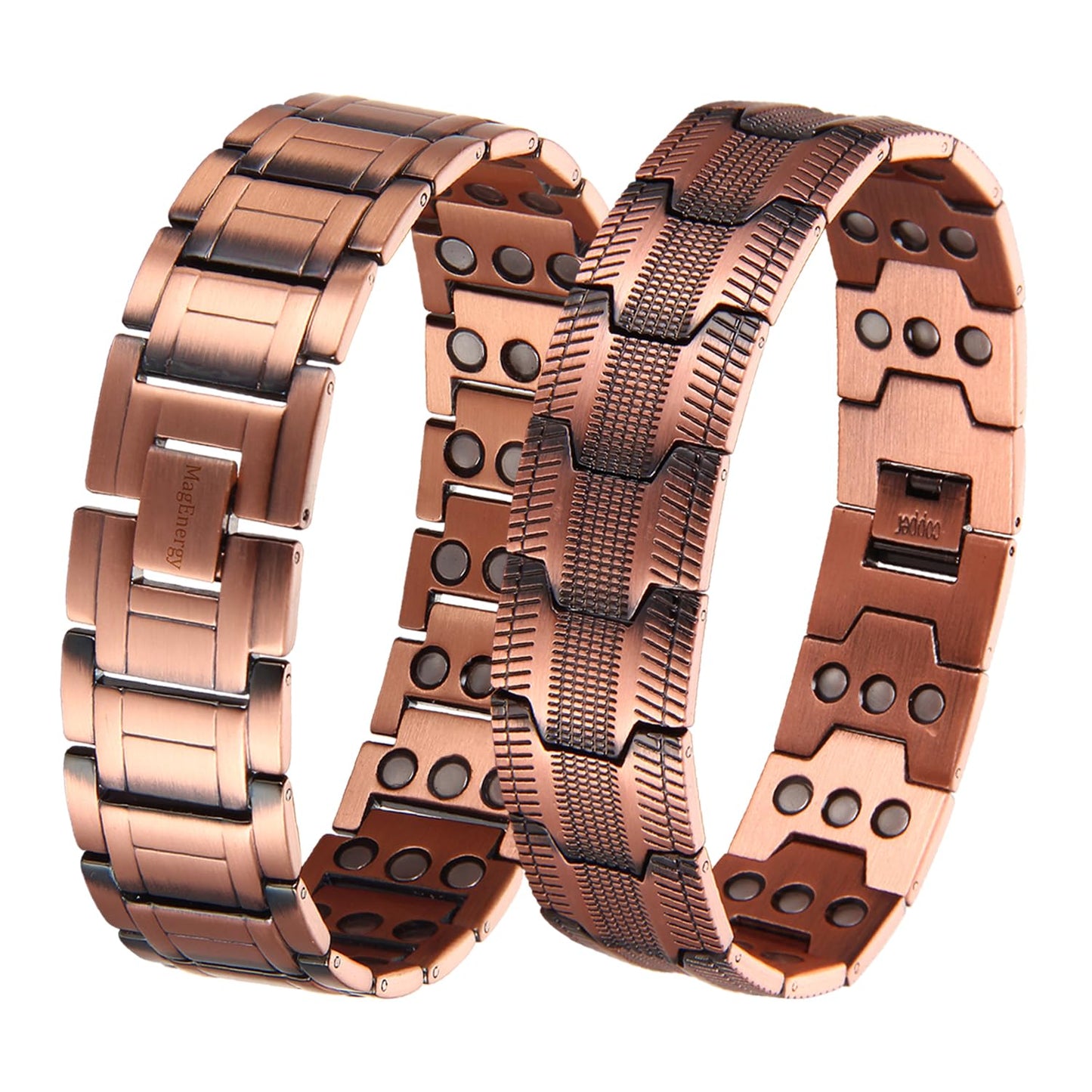 MagEnergy 3X Magnetic Copper Bracelet for Men, 99.99% Pure Copper Magnetic Bracelets with Ultra Strength Magnets, Adjustable Wristband with Sizing Tool Jewerly Box