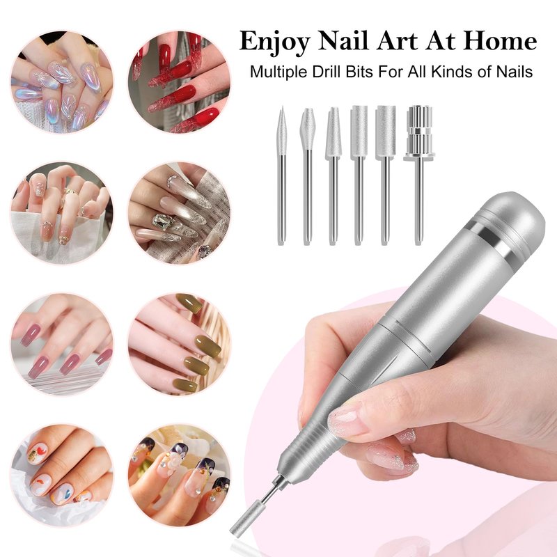 Electric Nail Drill Professional: 45000RPM Rechargeable Nail File with Bits & Base for Acrylic Gel Nails, Professional Nail Drill Manicure Pedicure Polishing Shape Tools for Home Salon