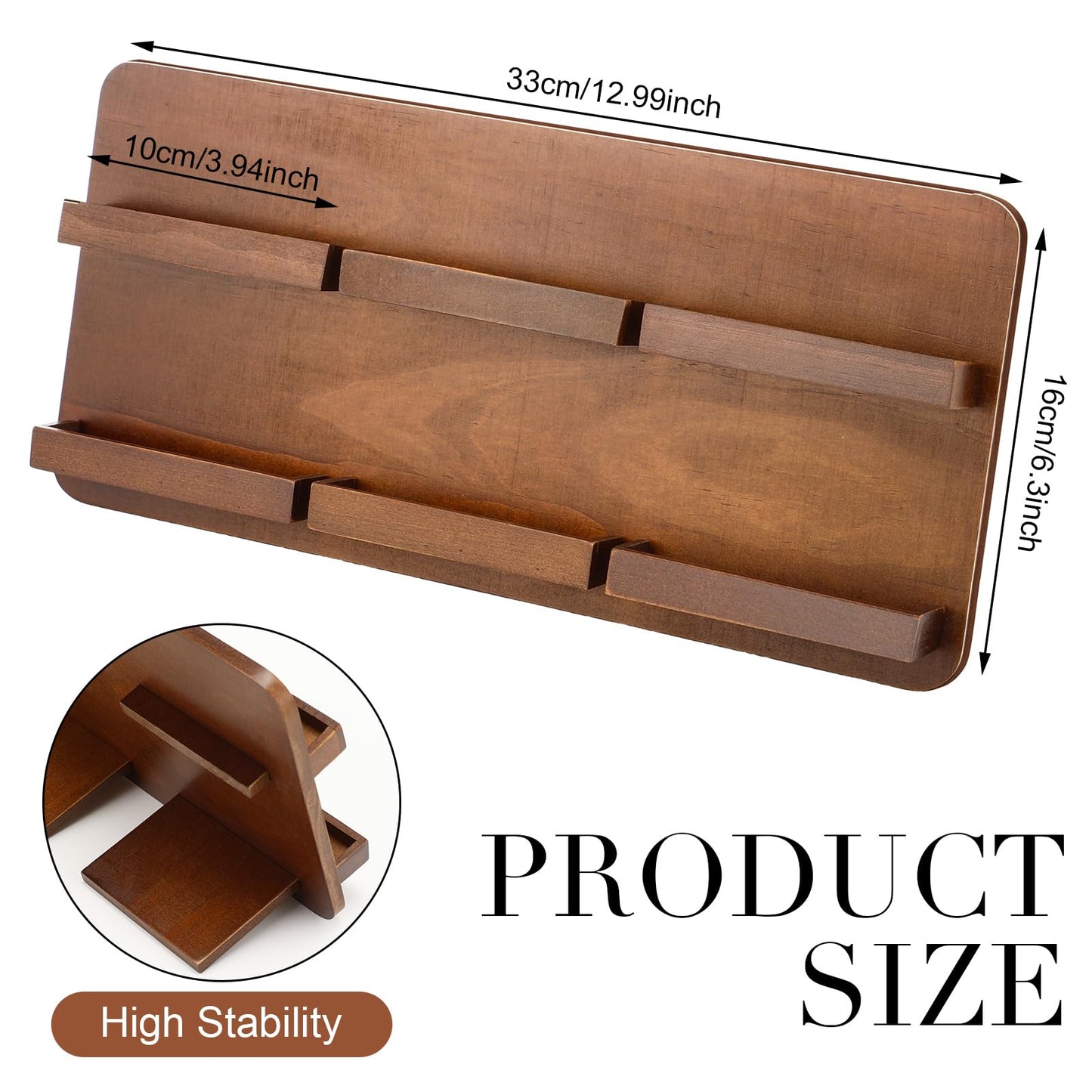Leinuosen 2 Tie Wood Business Card Holder for Desk 6 Slot Multiple Business Card Organizer Desktop Cards Display Stand Storage Detachable for Office Exhibition Meeting Home Men Women, 13 x 6.3 Inch