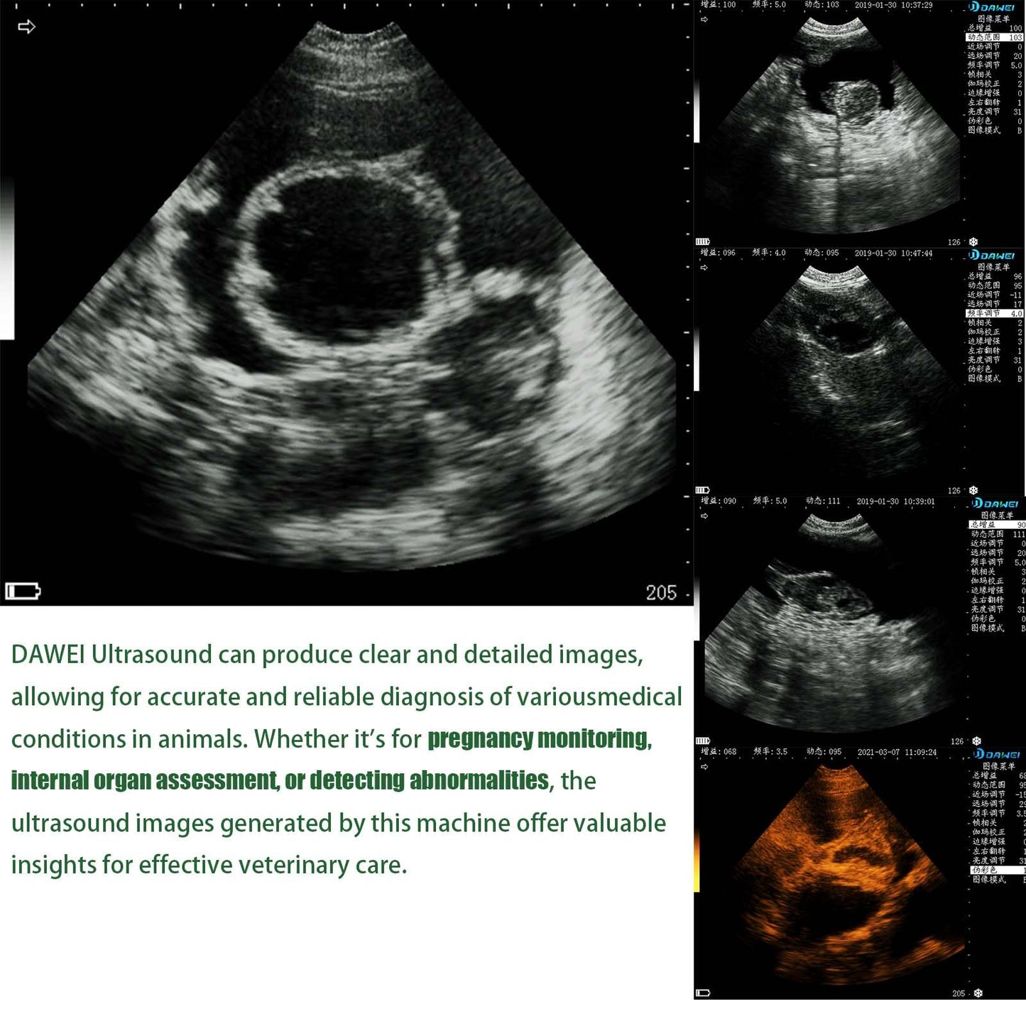 DAWEI Veterinary Ultrasound Machine for Pregnancy Portable Vet Handheld Scanner B-Ultra Sound Lightweight Ultrasound with 3.5Mhz Waterproof Probe for Pig,Sheep,Dog use
