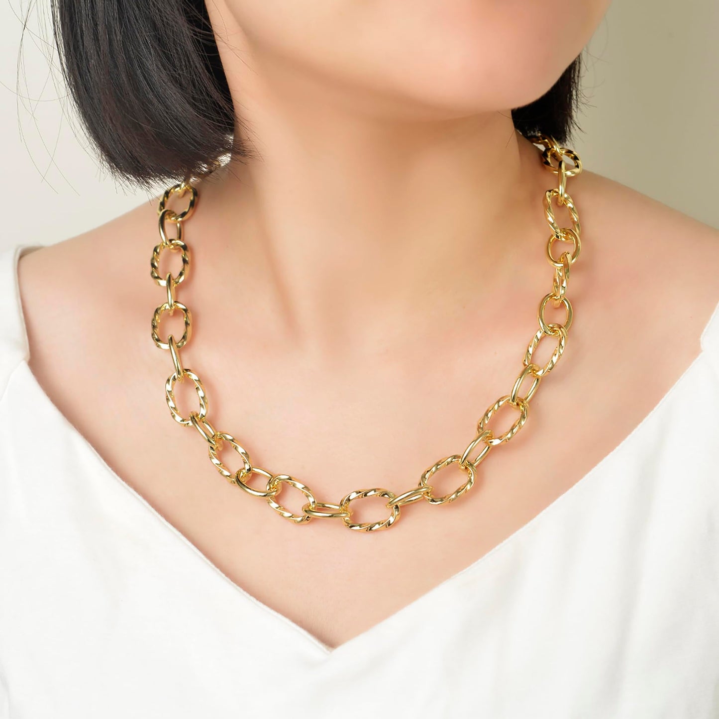 UNY JEWEL Luxury Fusion Twisted Cable Link Chain Necklace Designer Statement Women Jewelry Timeless Elegance Super Shinny