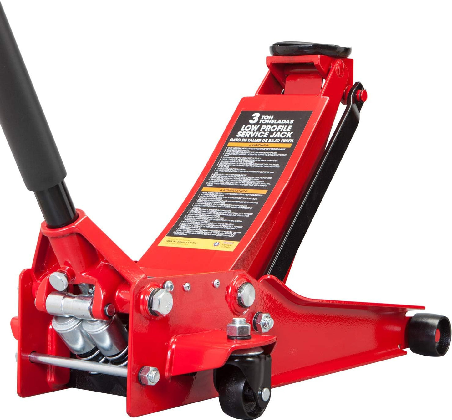 Big RED 3 Ton Dual Hydraulic Pump Floor Jack, 7-Pump Lift (3.125"-20") for Cars/Trucks/SUVs, Low-Profile Heavy-Duty 6600lbs Steel Jack with Overload Protection & 1-Year Warranty