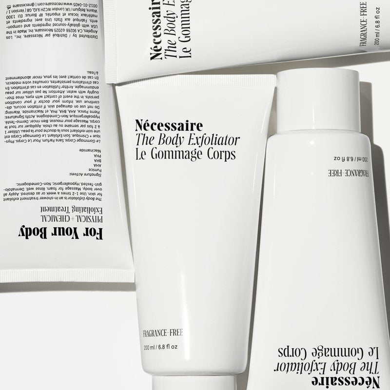 Nécessaire The Body Exfoliator. AHA/BHA/PHA. Resurface Skin. Smooth KP and Rough Patches. Hypoallergenic. Dermatologist-Tested. 180 ml / 6.1 fl oz