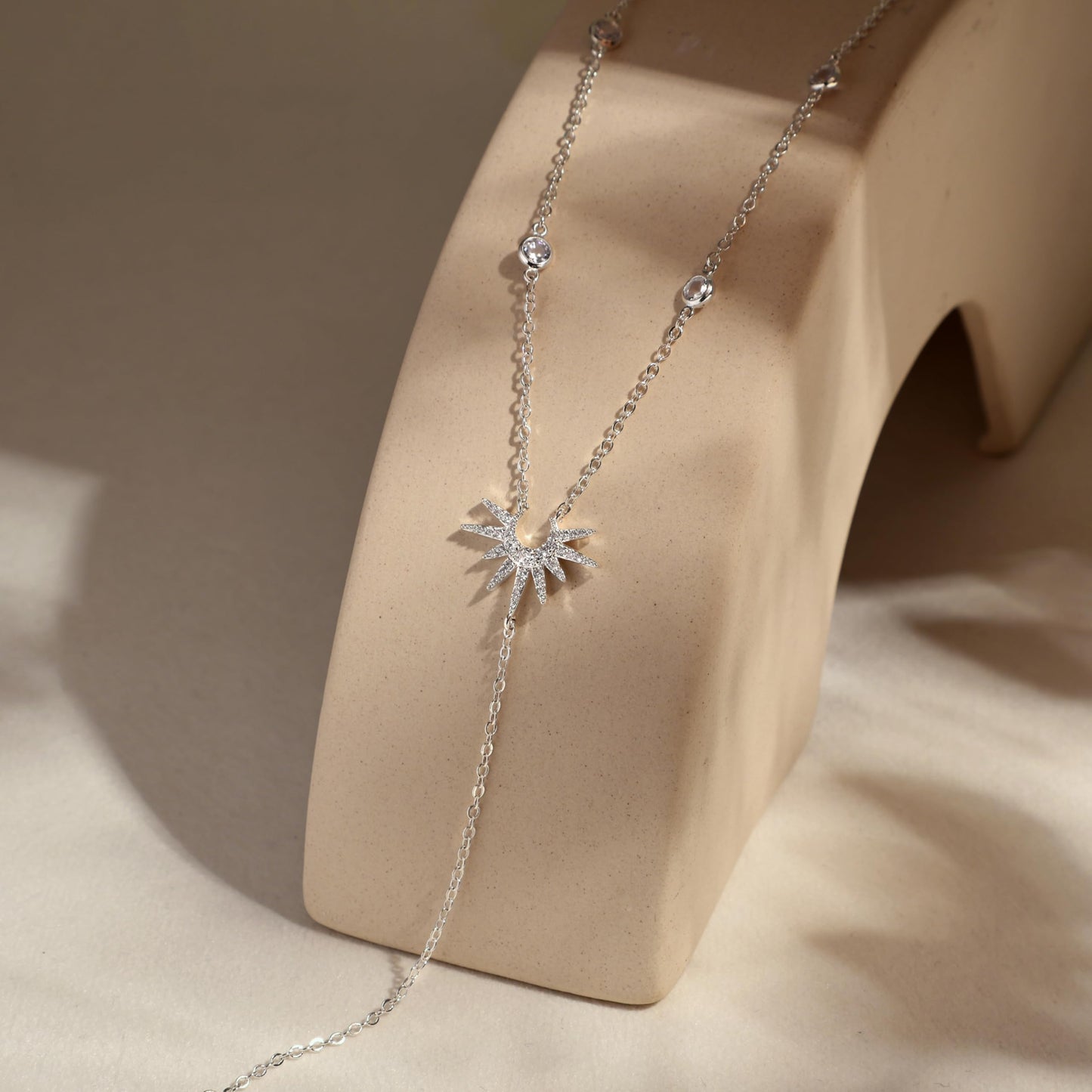 CHESKY Sliver Plated Long Necklaces for Women Trendy, Dainty Lariat Necklace Statement Prom Necklace Simple Pendant Y-Shaped Necklace CZ Fashion Jewelry