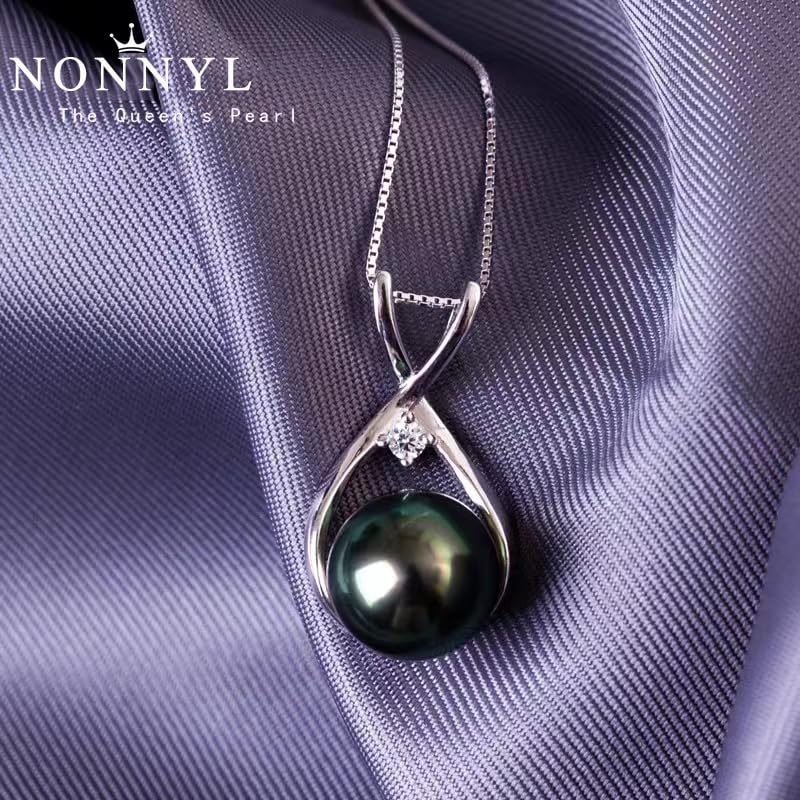 NONNYL Gifts for Wife Women Anniversary-Tahitian Black Pearl Necklace-Mom Girlfriend Her Fine Jewelry Mothers Day Valentines Christmas Birthdays Gift