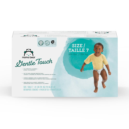 Amazon Brand - Mama Bear Gentle Touch Diapers, Size 7, 80 Count (4 packs of 20)