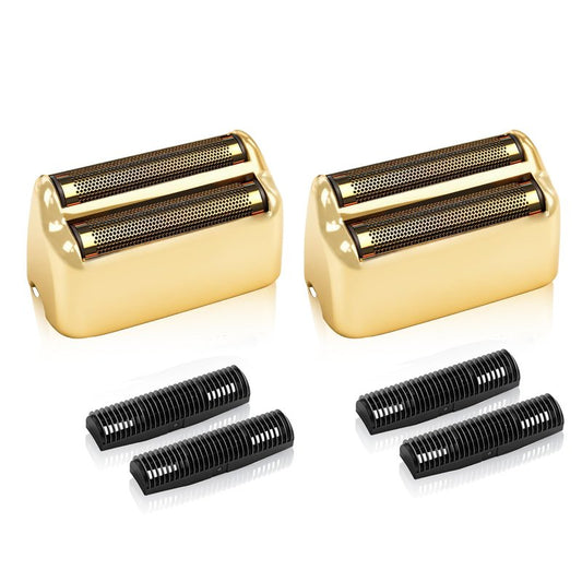 2 Pack Shaver Replacement Foil and Cutters Compatible with BaBylissPRO Double FXFS2 Metal Shaver foil Replacement,Golden