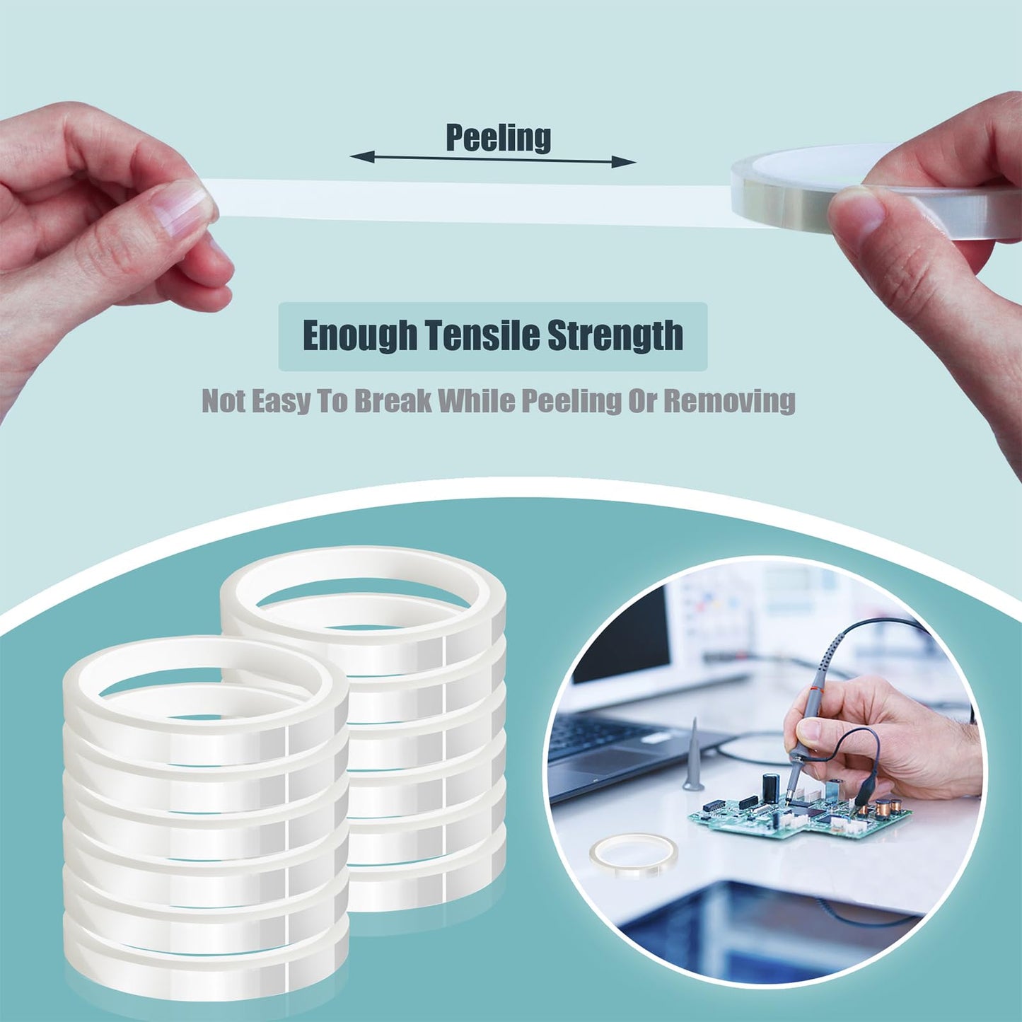 MEBMIK 12 Rolls 10mm x33m(108ft) Clear Heat Tape,Transparent High Temperature Heat Resistant Tape,Heat Transfer Tape for Heat Press and Sublimation,Heat Transfer Vinyl,No Residue