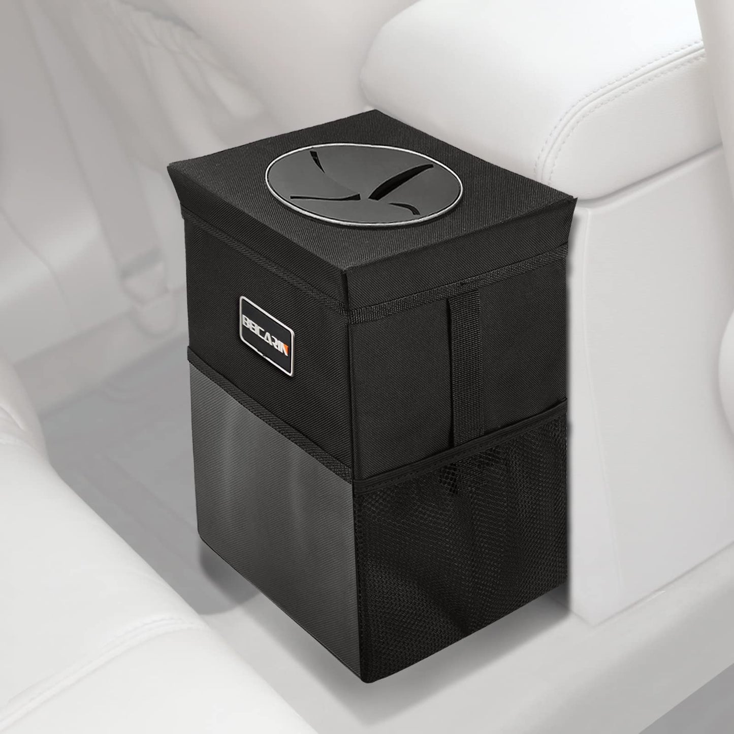Car Trash Can with Lid - Bag Hanging Storage Pockets Leak-Proof Organizer Collapsible and Portable Waterproof Garbage Bin, 2.6 Gal Large Capacity Multipurpose Bin for