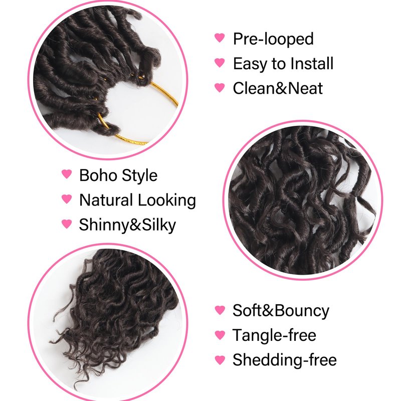 Sosihua Goddess locs crochet hair, 9 packs soft boho faux locs with curly ends bohemian crochet dreads for black women(8Inch,#4)