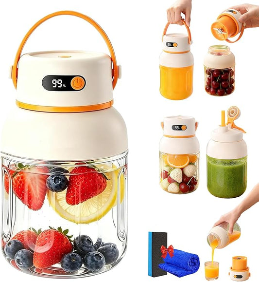 Portable Blender 1000ml Personal Size Blender, USB-C Rechargeable Smoothie Maker with 18000 Rpm Motor, Travel Blenders Cup for Shakes Juices Gym Office