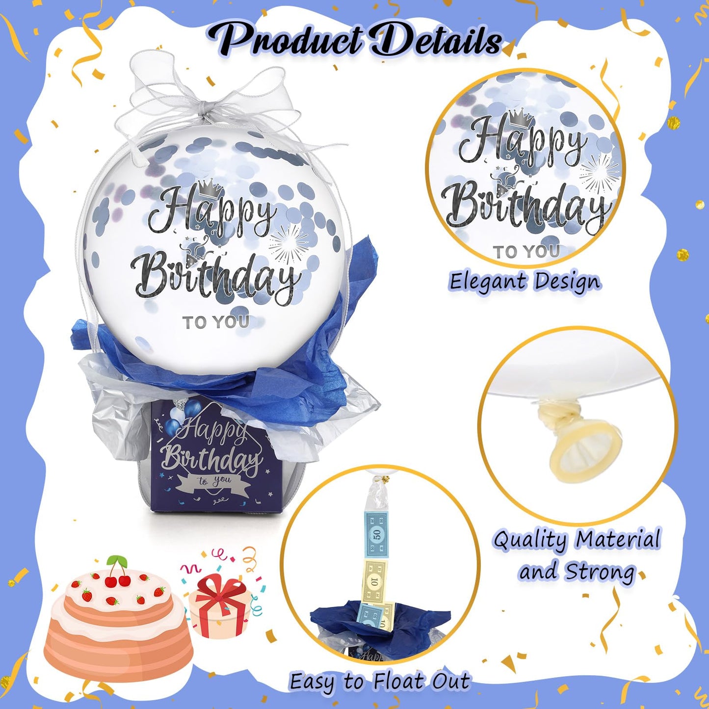 Sumind Birthday Pull Money Balloon Box for Cash Funny Money Balloon Surprise Kit Pull out Cash Holder Gift Box Birthday to You Surprise Gifts for Women Mother Girlfriend Wife(Novelty Style)