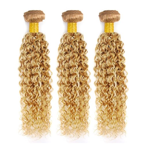 Blonde Bundles Human Hair P27/613 Kinky Curly Bundle 613 Wet and Wavy Bundles 18 20 22 inch 613/27 Human Hair Extensions