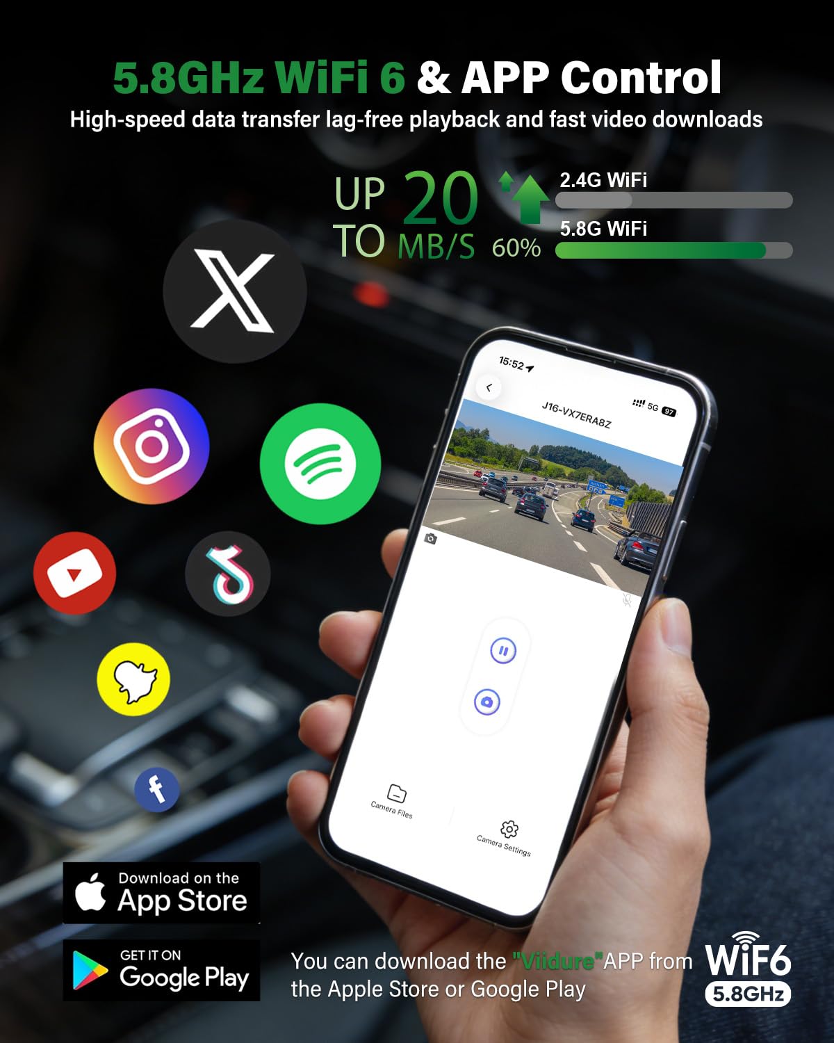 Nymzview 4K+2.5K+2.5K 3 Channel Dash Cam - Front/Rear/Inside - 5.8GHz WiFi 6 Dashcam with IR Night Vision, 64GB Card, 24H Parking Mode, G-Sensor - Car Dash Cam for Rideshare & Taxi