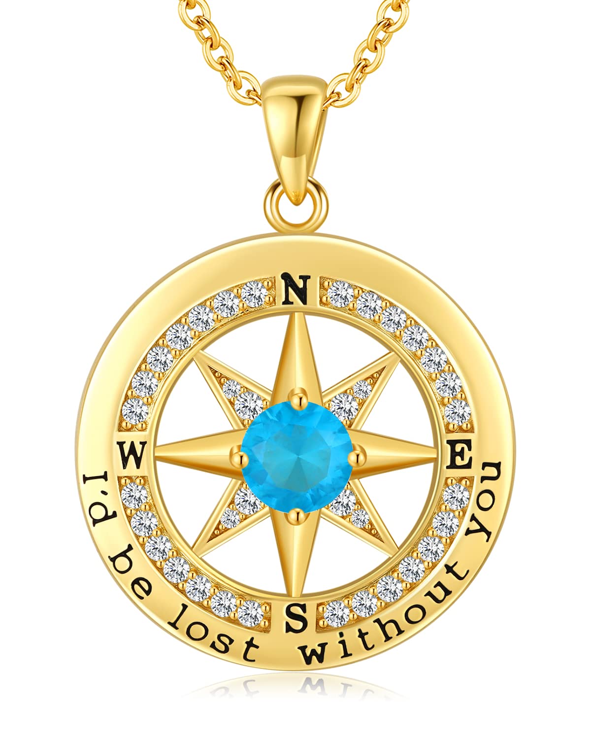 S925 Necklace Gift for Wife, Compass Jewelry Women Anniversary, Sterling Silver Girlfriend Birthday Gifts for Her Valentines Id be Lost without You Jewel 18K Gold Dec 12