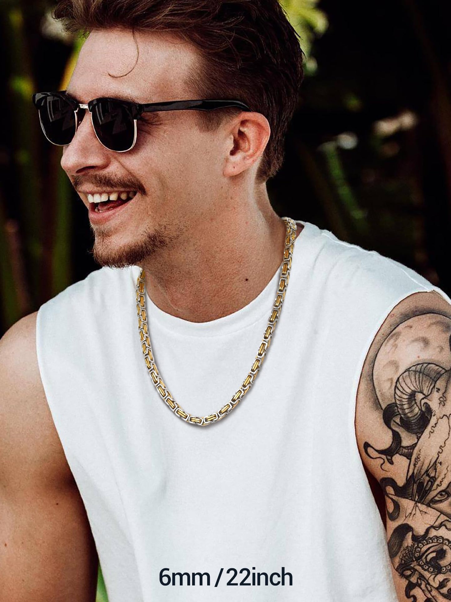 PROSTEEL Byzantine Chain Necklace For Men Long Chains Necklaces