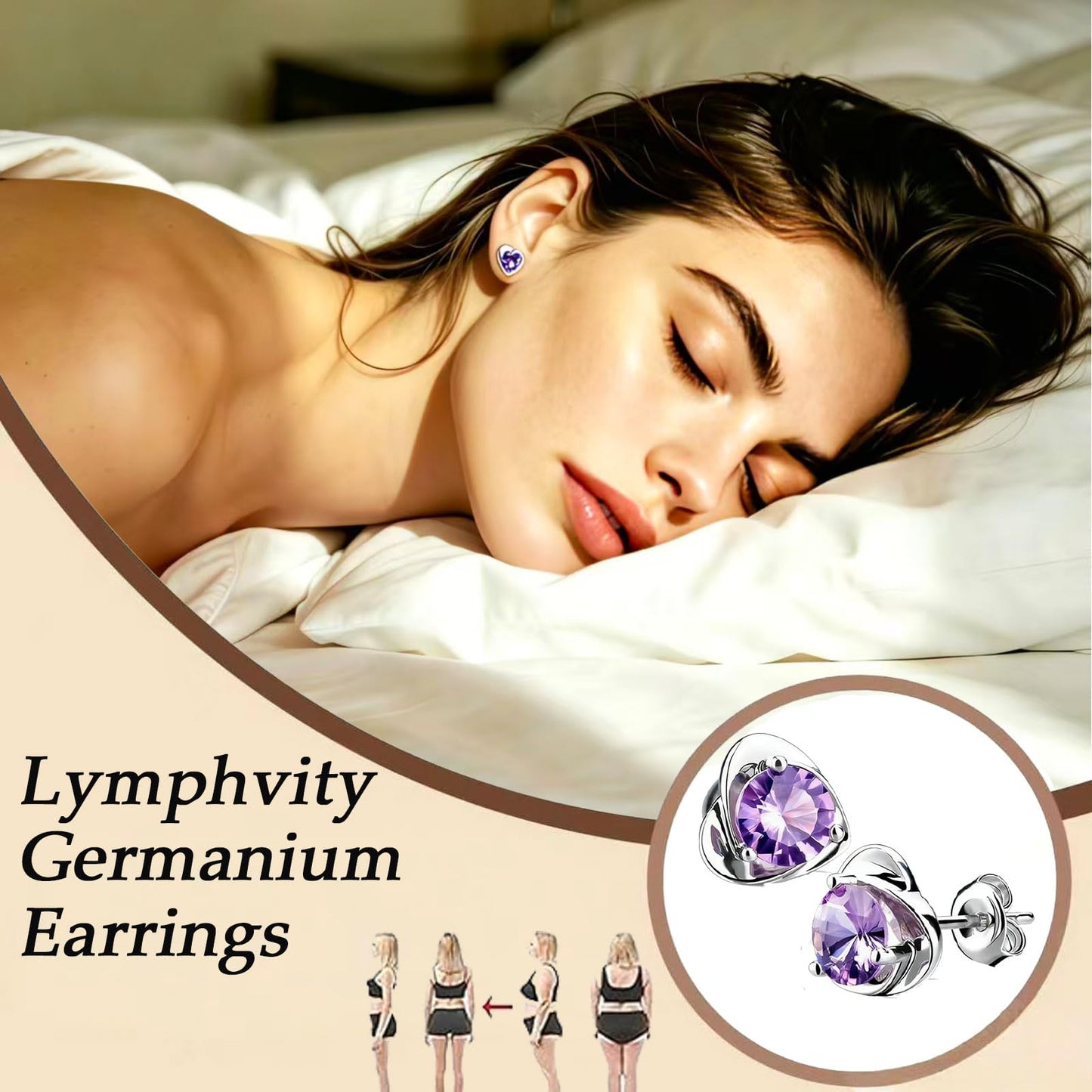 2 Pairs Halolux Lymphvity Germanium Earrings , Halolux Lymphvity Drainage Cubic Zirconia Earrings Lymphati Activity Hoop Earrings for Women Lymphvity Therapy Earring Jewelry (Light purple+Light purple)