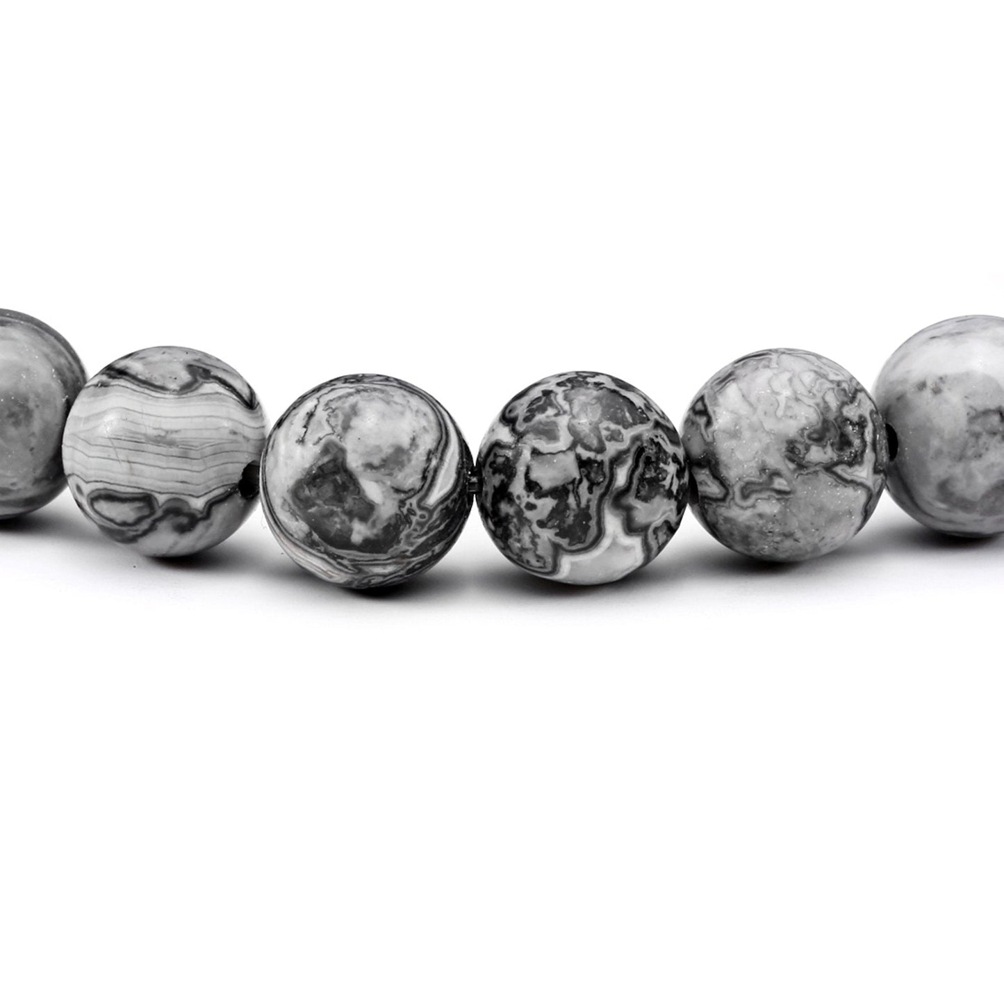 Jade cabbage Men Bracelet Natural Natural Semi-Precious Gemstone Bead Chakra Healing Energy Balance Bracelet for Mens Jewelry Gift (8mm Gray 7.3 inches)