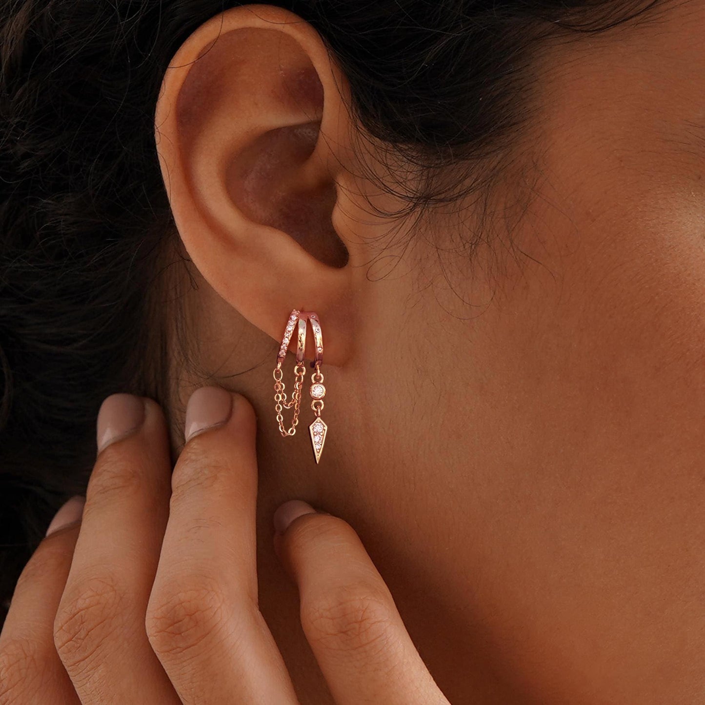 SELSHE Rose Gold Earrings for Women,Long Dangle Drop Earrings Hypoallergenic Statement Hoop Earrings for Women Trendy Rose Jewelry Women's Accessories