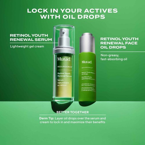 Murad Retinol Youth Renewal Oil Drops – Anti-Aging Retinol Facial Oil with Omega-Rich Oils – Hydrates, Smooths Fine Lines & Wrinkles – Lightweight, Fast-Absorbing Skincare Treatment – 1.0 oz