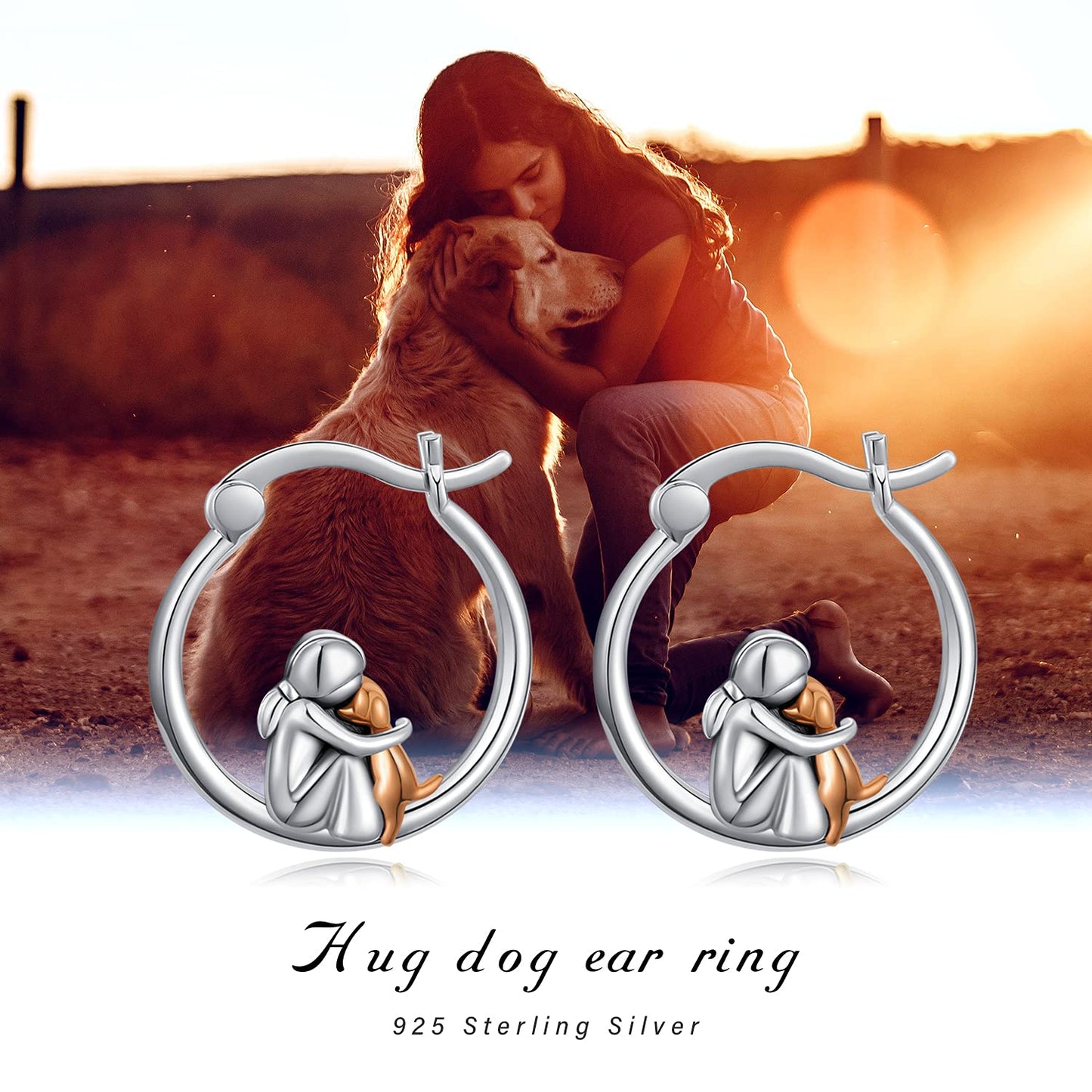 Dog Earrings for Women 925 Sterling Silver Cute Pet Hoop Earrings Hypoallergenic Puppy Jewelry Graduation Gifts for Daughter Her Dog Lovers