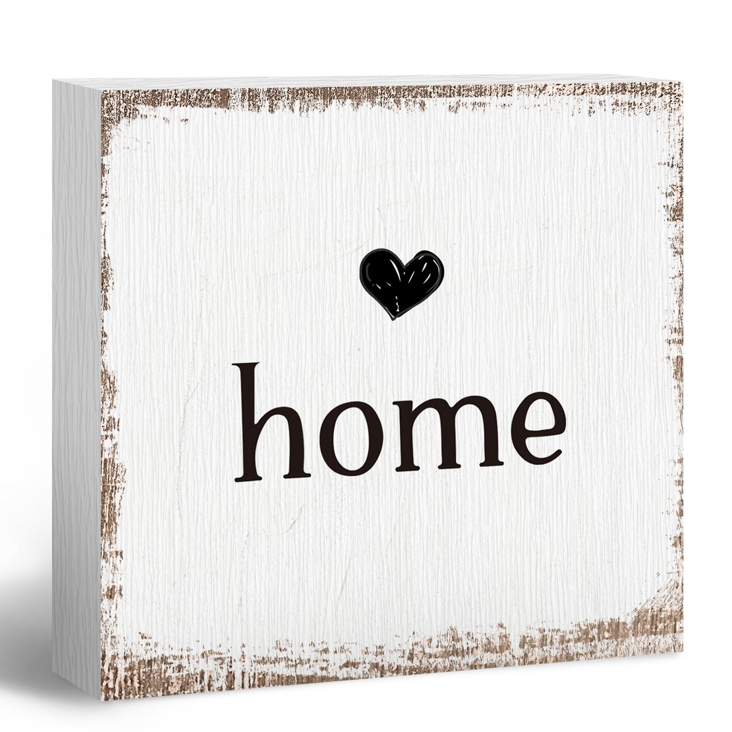ANIANG Home Sign, Home Signs for House Decor, Welcome Sign, Rustic Farmhouse Desk Decor Wood Block Box Plaque for Living Room Wall Shelf, Housewarming Gifts