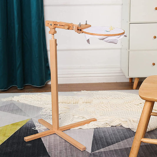 Adjustable Wooden Embroidery Stand - Standing Lap Stand for Needlework and Cross Stitch Table - Perfect Floor Frame for Embroidery Enthusiasts