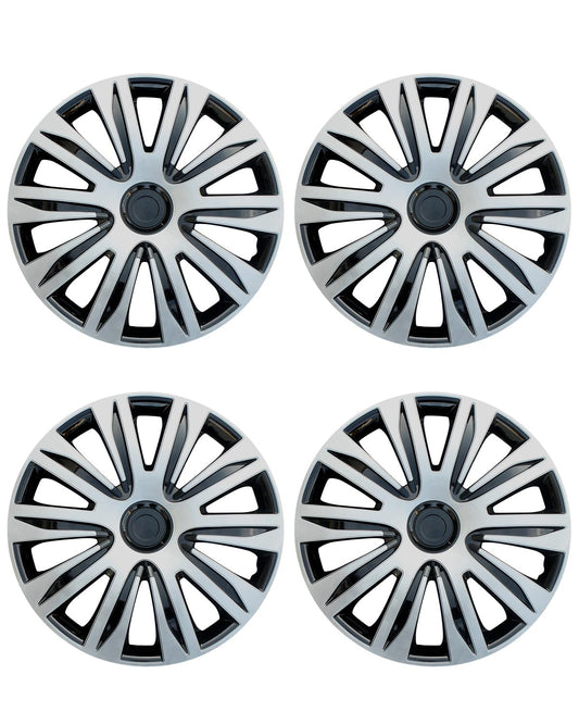 ABX Hubcaps,15 inch hubcaps Set of 4, Wheel Rim Cover ABS Material, Snap On Car Truck SUV Replacement, for Toyota Camry Nissan Mazda etc, Black&Silver